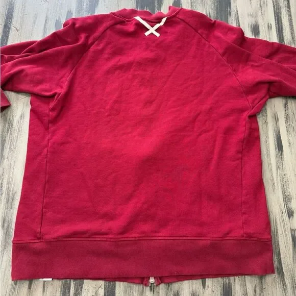 Adidas Vibrant Maroon Ribbed Zip Up Sweatshirt - Picture 8 of 8
